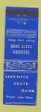 Matchbook Cover - Security State Bank Maple Lake MN WEAR