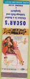 Matchbook Cover - Oscar's Chicken pinup NO TOWN Cabbage Rolls