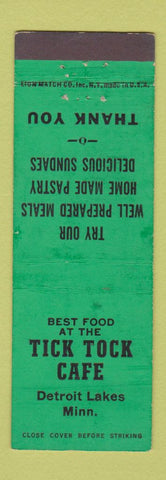 Matchbook Cover - Tick Tock Cafe Detroit Lake MN
