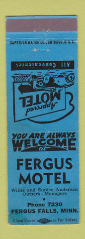 Matchbook Cover - Fergus Motel Fergus Falls MN WEAR