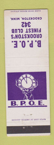 Matchbook Cover - Elks Lodge Crookston MN