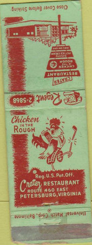 Matchbook Cover - Crater Restaurant Petersburg VA WEAR