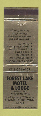 Matchbook Cover - Forest Lake Motel Lodge Grand Rapids MN WEAR
