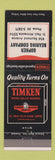 Matchbook Cover - Timken Bearings Gopher St Paul MN