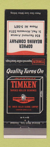 Matchbook Cover - Timken Bearings Gopher St Paul MN