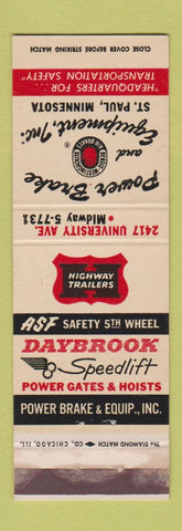 Matchbook Cover - Bendix Power Brake St Paul MN WEAR