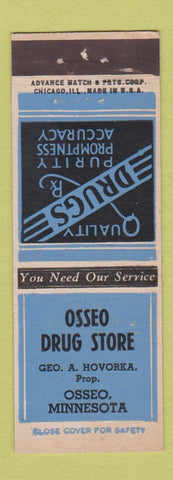 Matchbook Cover - Osseo Drug Store Osseo MN ADVANCE