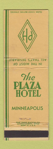 Matchbook Cover - Plaza Hotel Minneapolis MN