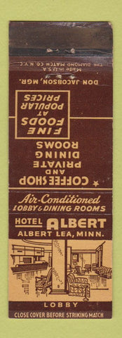 Matchbook Cover - Hotel Albert Lea MN WORN