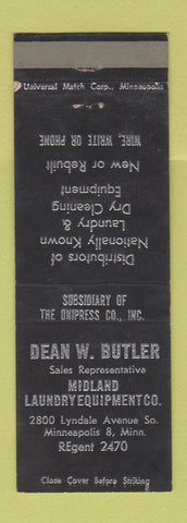 Matchbook Cover - Dean Butler Midland Laundry Equipment Minneapolis MN