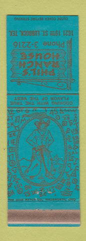 Matchbook Cover - Phil's Ranch House Lubbock TX cowboy WEAR