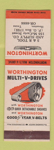 Matchbook Cover - Worthington V Drives S&R Tool Houston TX