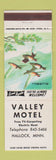 Matchbook Cover - Valley Motel Hallock MN