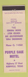 Matchbook Cover - Purple Sage Motel Kerrville TX