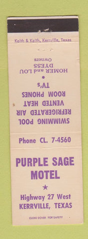 Matchbook Cover - Purple Sage Motel Kerrville TX
