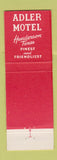 Matchbook Cover - Adler Motel Henderson TX