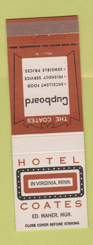Matchbook Cover - Hotel Coates Virginia MN