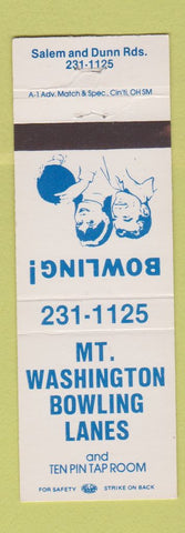 Matchbook Cover - Mount Washington Bowling Lanes Cincinnati OH