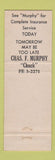 Matchbook Cover - Chas Murphy Insurance Minneapolis MN