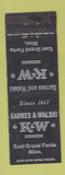 Matchbook Cover - Karnes Walski East Grand Forks MN WEAR