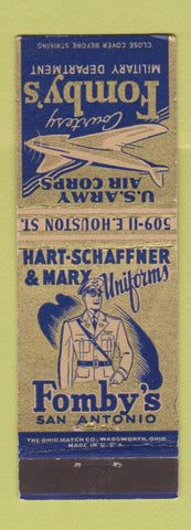 Matchbook Cover - Fomby's Military Uniforms San Antonio TX