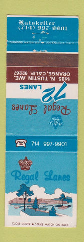 Matchbook Cover - Regal Lanes Bowling Orange CA