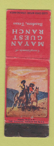 Matchbook Cover - Mayan Guest Ranch Bandera TX WORN