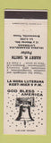 Matchbook Cover - Harry Smith Pastor Iglesia Evangelica Luterana Brownsville TX