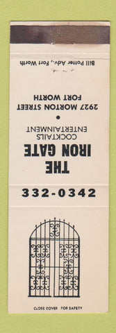 Matchbook Cover - Iron Gate Fort Worth TX WEAR