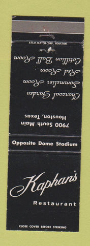 Matchbook Cover - Kaphan's Restaurant Houston TX