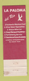 Matchbook Cover - La Paloma Del Rio Mexican Food San Antonio TX