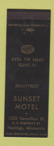 Matchbook Cover - Sunset Motel Hastings MN