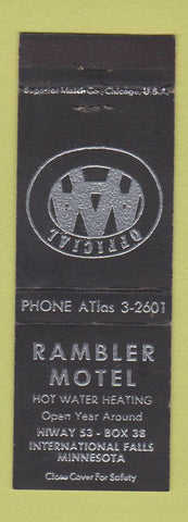 Matchbook Cover - Rambler Motel International Falls MN