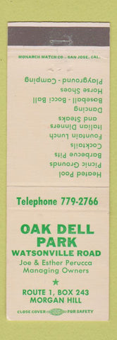 Matchbook Cover - Oak Dell Park Morgan Hill CA