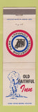 Matchbook Cover - Yellowstone PARk Old Faithful Geyser WEAR