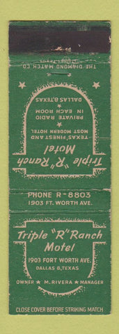 Matchbook Cover - Triple R Ranch Motel Dallas TX WEAR