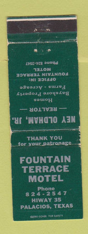 Matchbook Cover - Fountain Terrace Motel Palacios TX Ney Oldham Real Estate WEAR