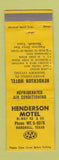Matchbook Cover - Henderson Motel Marshall TX WORN