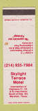 Matchbook Cover - Skylight Terrace Motel Marshall TX WEAR