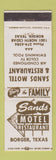 Matchbook Cover - Sands Motel Restaurant Borger TX