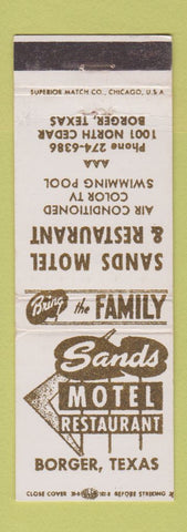 Matchbook Cover - Sands Motel Restaurant Borger TX