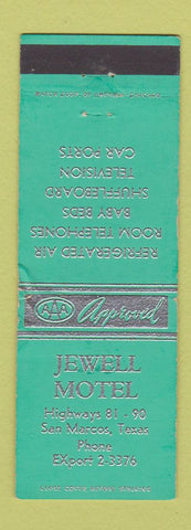 Matchbook Cover - Jewell Motel San Marcos TX shuffleboard WORN