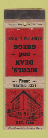 Matchbook Cover - Nicolas Dean Gregg St Paul MN WORN