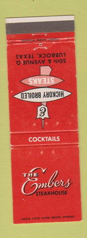 Matchbook Cover - The Embers Steak House Lubbock TX