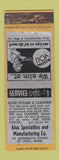 Matchbook Cover - Alux Specialties Manufacturing St Paul MN WORN