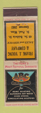 Matchbook Cover - Frank Young ABC Oil Burners ST Paul MN WEAR