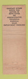 Matchbook Cover - Minneapolis Employment Service MN WEAR