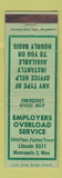Matchbook Cover - Employers Overload Service Minneapolis MN