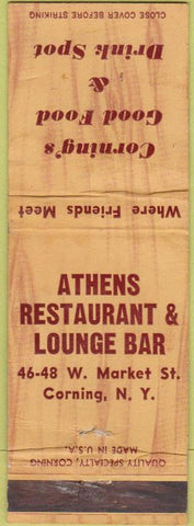 Matchbook Cover - Corning's Restaurant Corning NY
