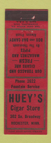 Matchbook Cover - Huey's Cigar Store Rochester MN